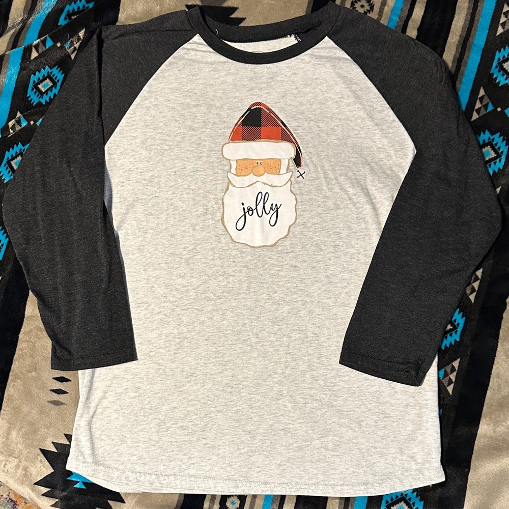 Jolly Santa Long Sleeve Raglan Tee